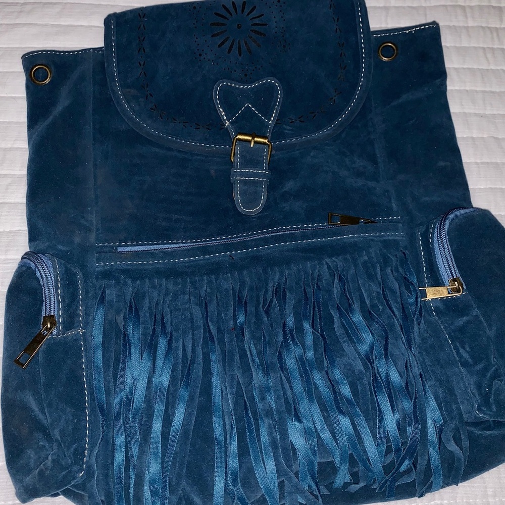 ***SOLD*** blue suede backpack